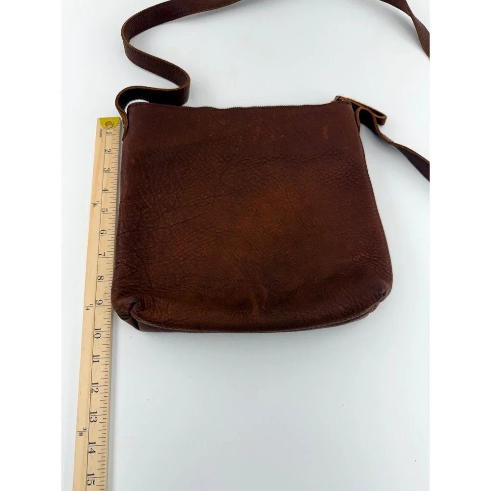Lifetime Leather Crossbody Bag Brown Full Grain Cowhide Leather Adjustable Strap